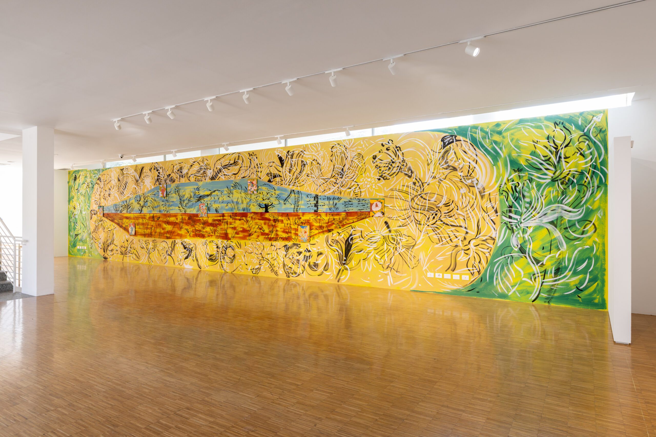 Oil painting on wall painting, Stratigrafie del Vivente, MAC Lissone, 2026, Photo courtesy: Roberto Marossi