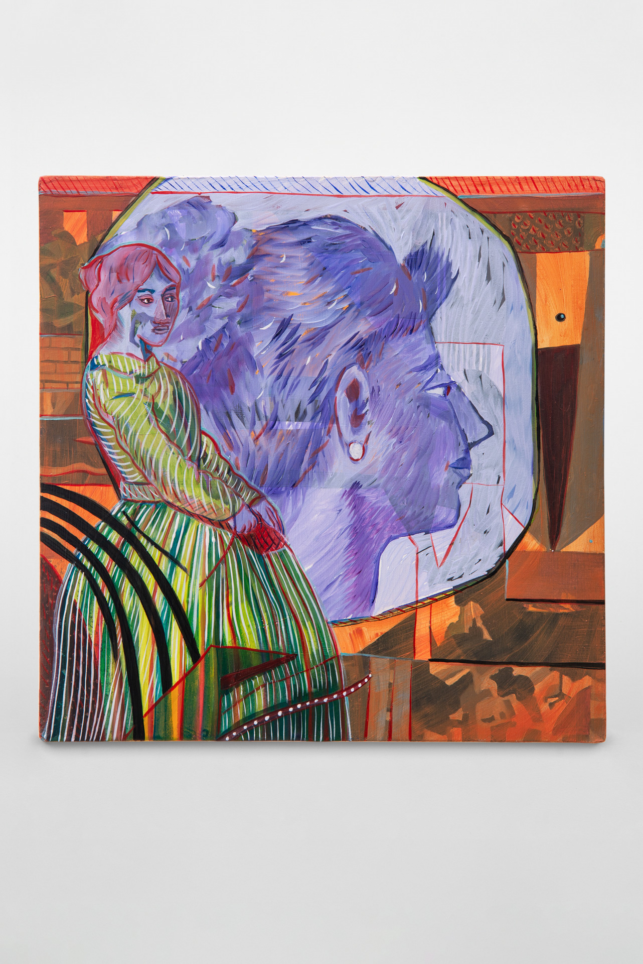 Double portrait in lilac, 28 x 28 cm, oil on board, 2026